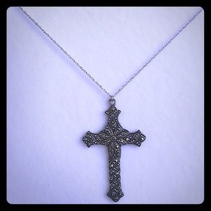 Marcasite sterling silver cross